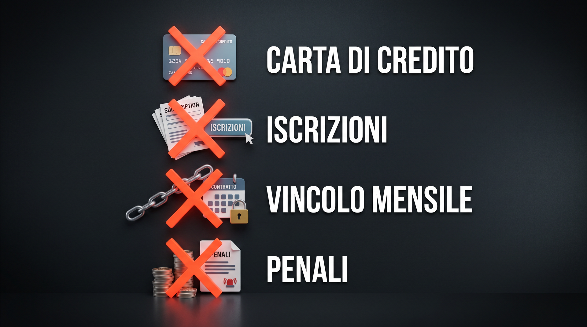 Zero impegno — nessun lock-in